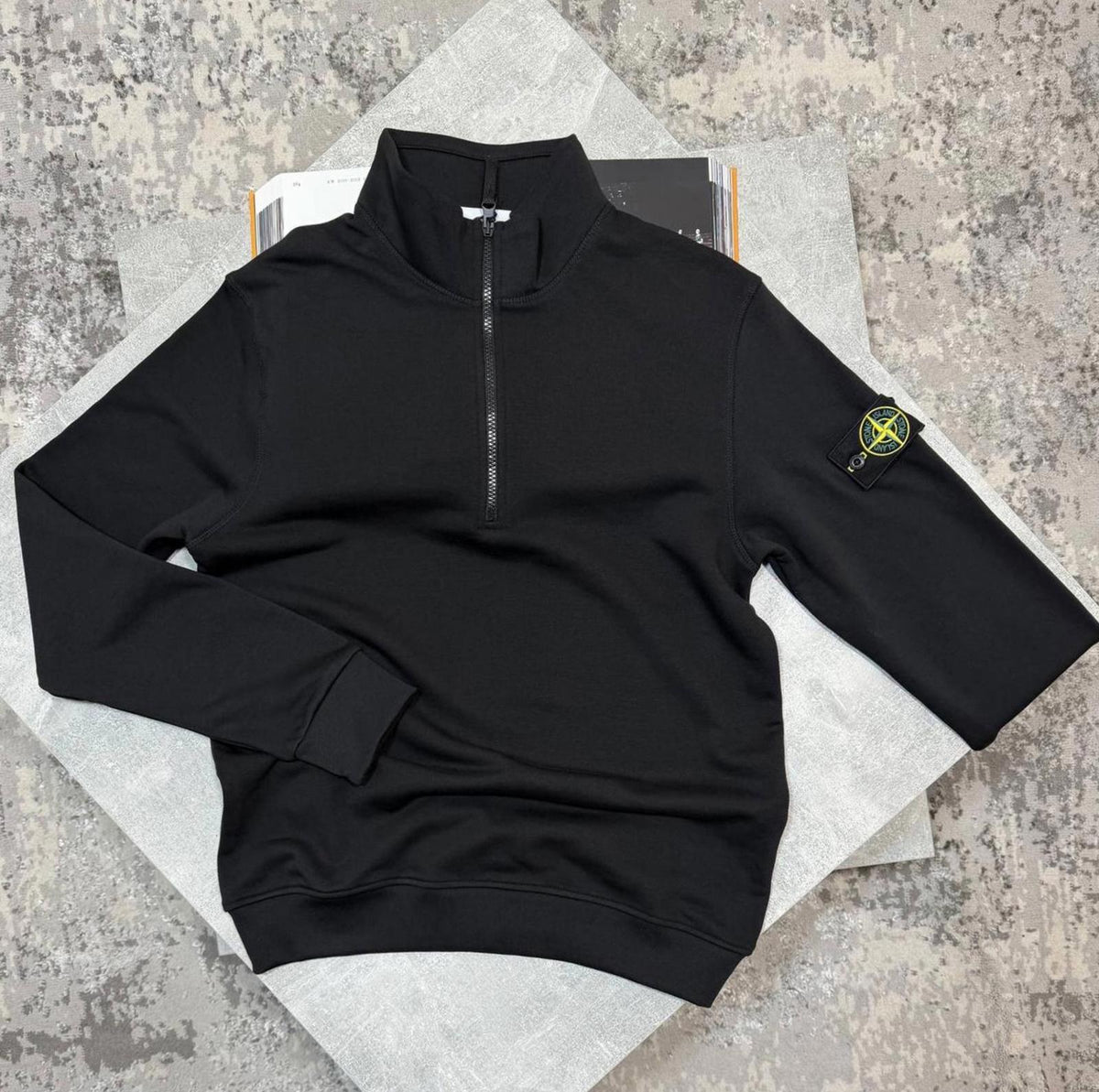 stone island quarter zip black small
