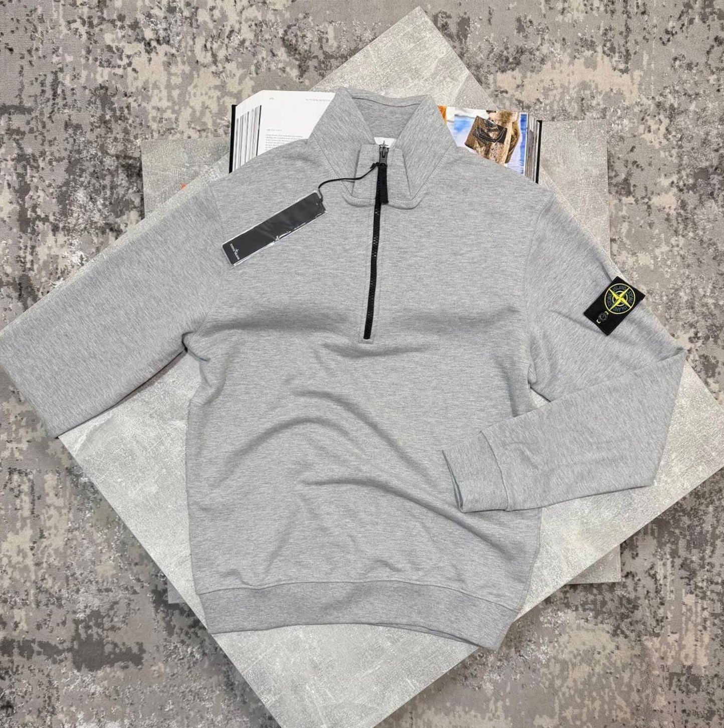 stone island quarter zip grey small