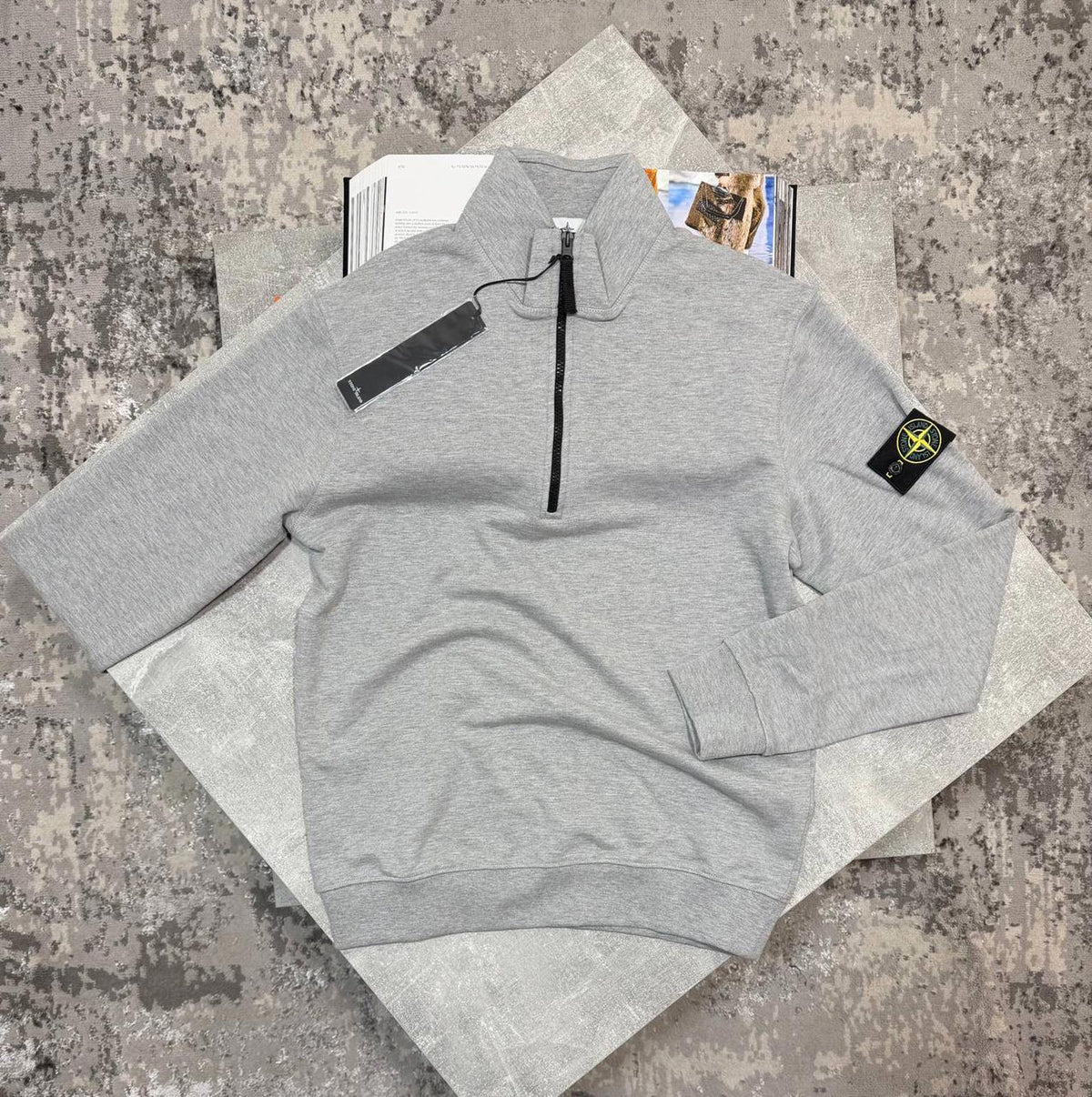stone island quarter zip grey xxl
