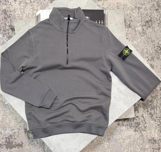 stone island quarter zip grey large