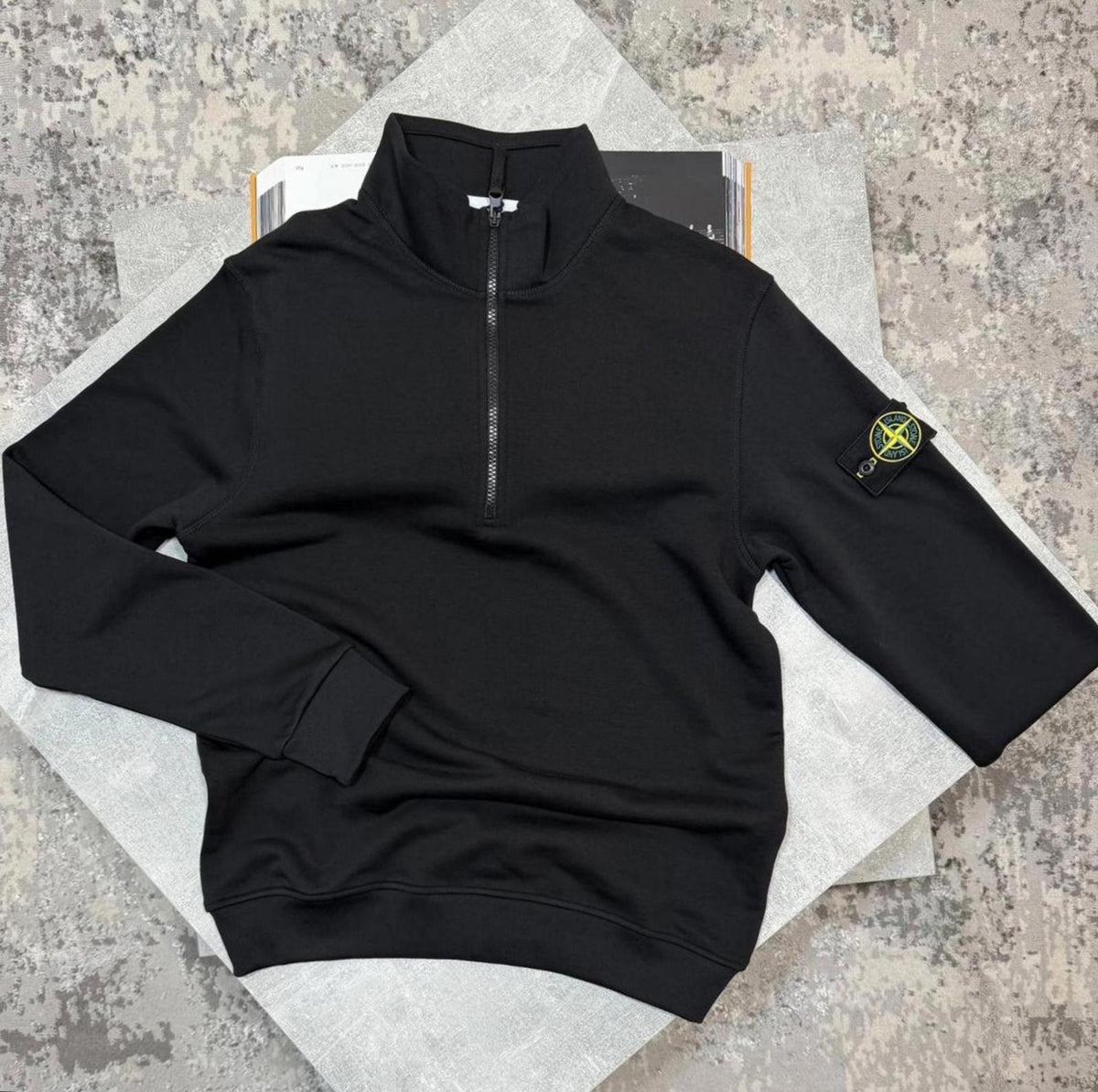 stone island quarter zip black medium