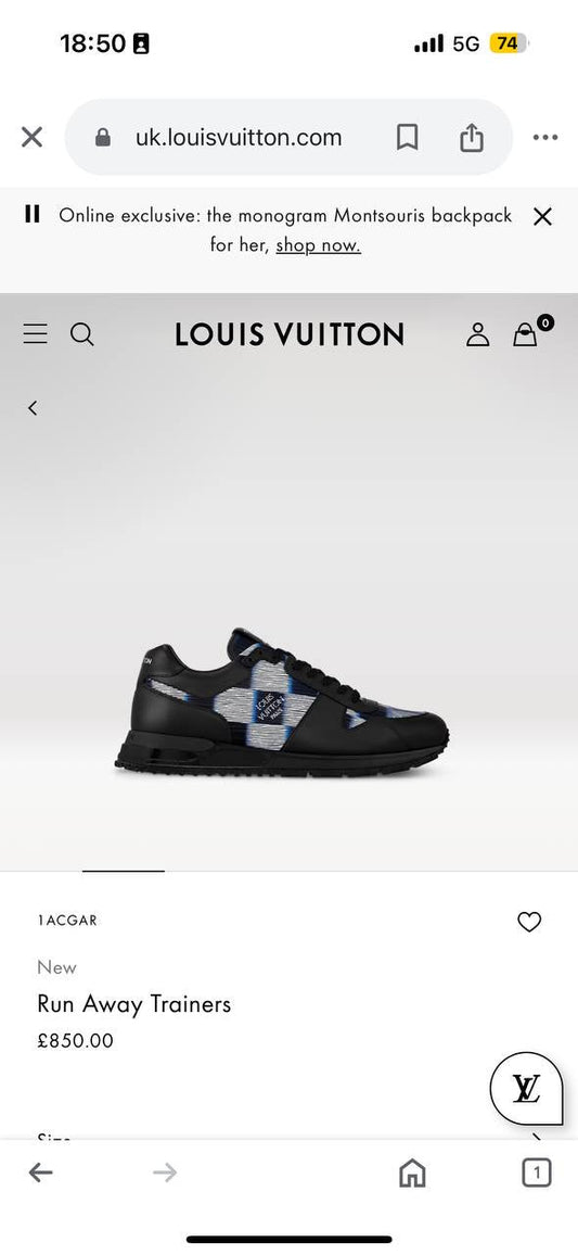 Lv runaway trainers 
Size 6-12