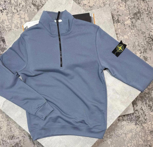 stone island quarter zip light blue large
