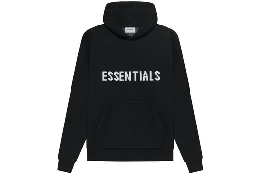 ESSENTIALS KNIT BLACK HOODIE